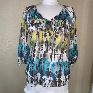 I.N. Studio Tunic ¾ Sleeves Top Multi color Medium